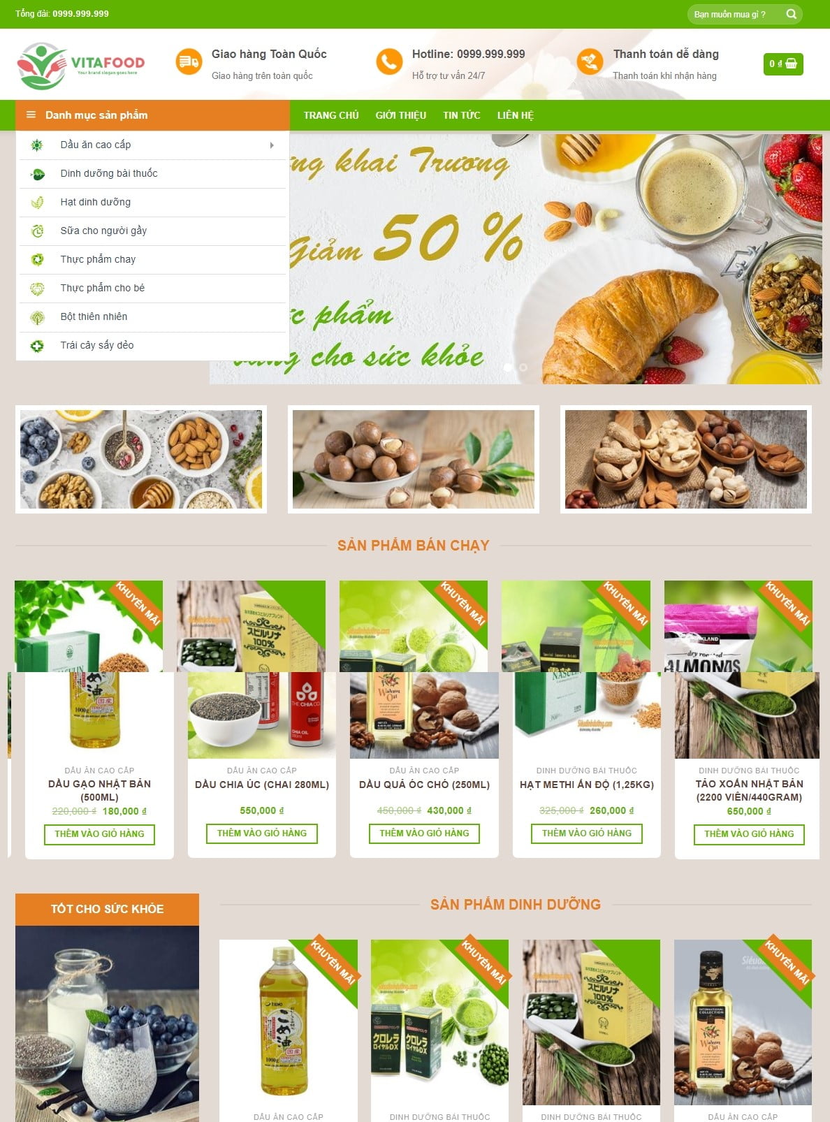 Mẫu Website Theme Wordpress Thực Phẩm Chức Năng