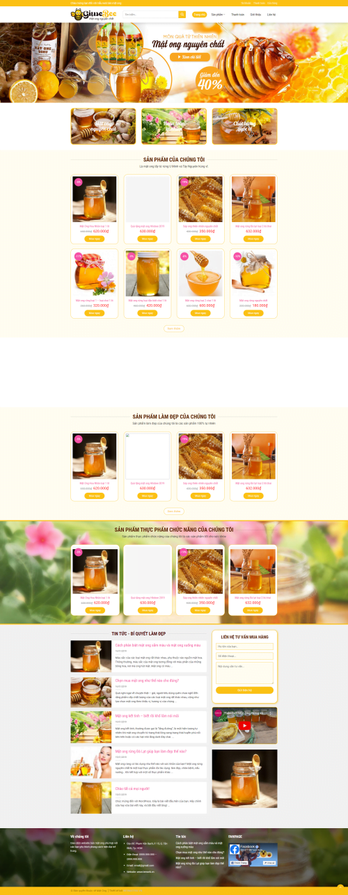 Mẫu Website Theme WordPress Mật Ong