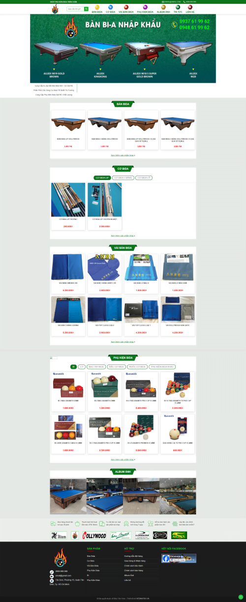 Mẫu Website Theme WordPress Phụ Kiện Bida